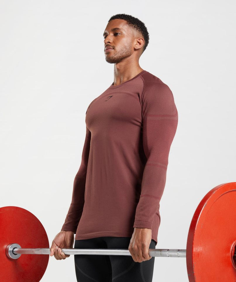 Men's Gymshark 315 Long Sleeve T-Shirts Brown | NZ 5LDJFS